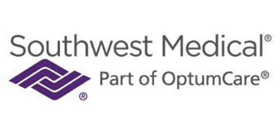 A white background with "Southwest Medical Part of OptumCare" in gray text and a purple abstract logo.