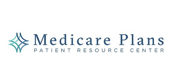 A blue and teal logo with a starburst design and text "Medicare Plans PATIENT RESOURCE CENTER".