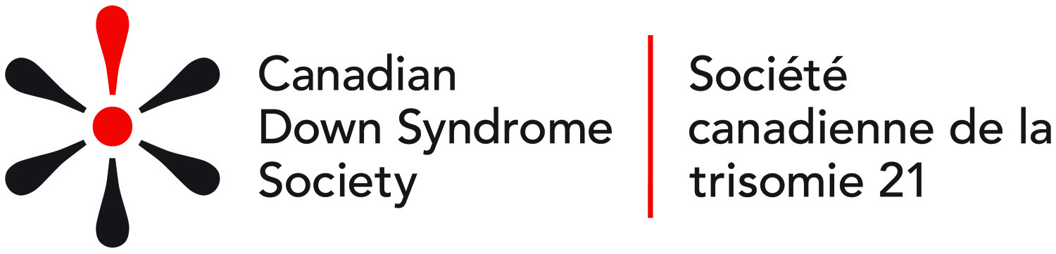 A red and black starburst logo with "Canadian Down Syndrome Society" and "Société canadienne de la trisomie 21".