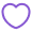 A simple, glowing, purple outline of a heart shape against a white background.