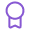 A blurry purple outline of a medal with a circular top and a rectangular bottom with an inverted arch.