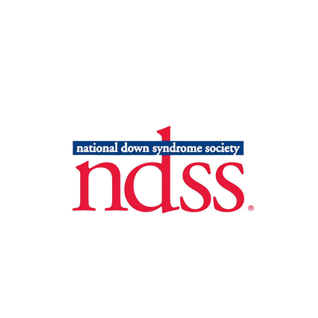 The "National Down Syndrome Society" logo features "ndss" in red text with "national down syndrome society" in blue.
