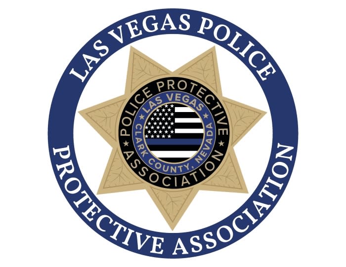A police badge with a gold star and a blue circle reading "LAS VEGAS POLICE PROTECTIVE ASSOCIATION."