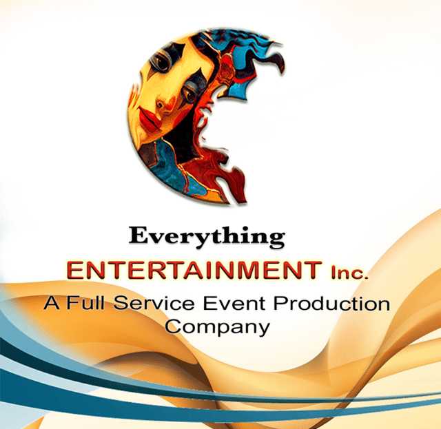 A logo with a colorful half-moon shape above "Everything ENTERTAINMENT Inc. A Full Service Event Production Company."