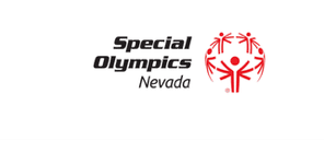 "Special Olympics Nevada" logo with black text and a red globe made of stylized stick figures.