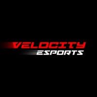 "VELOCITY ESPORTS" in red and white stylized text with a motion blur effect on a black background.