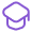 A glowing purple outline of a graduation cap with a tassel on the right side.