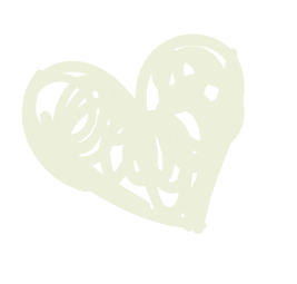 A hand-drawn, off-white heart outline, filled with scribbled lines, is centered on a white background.